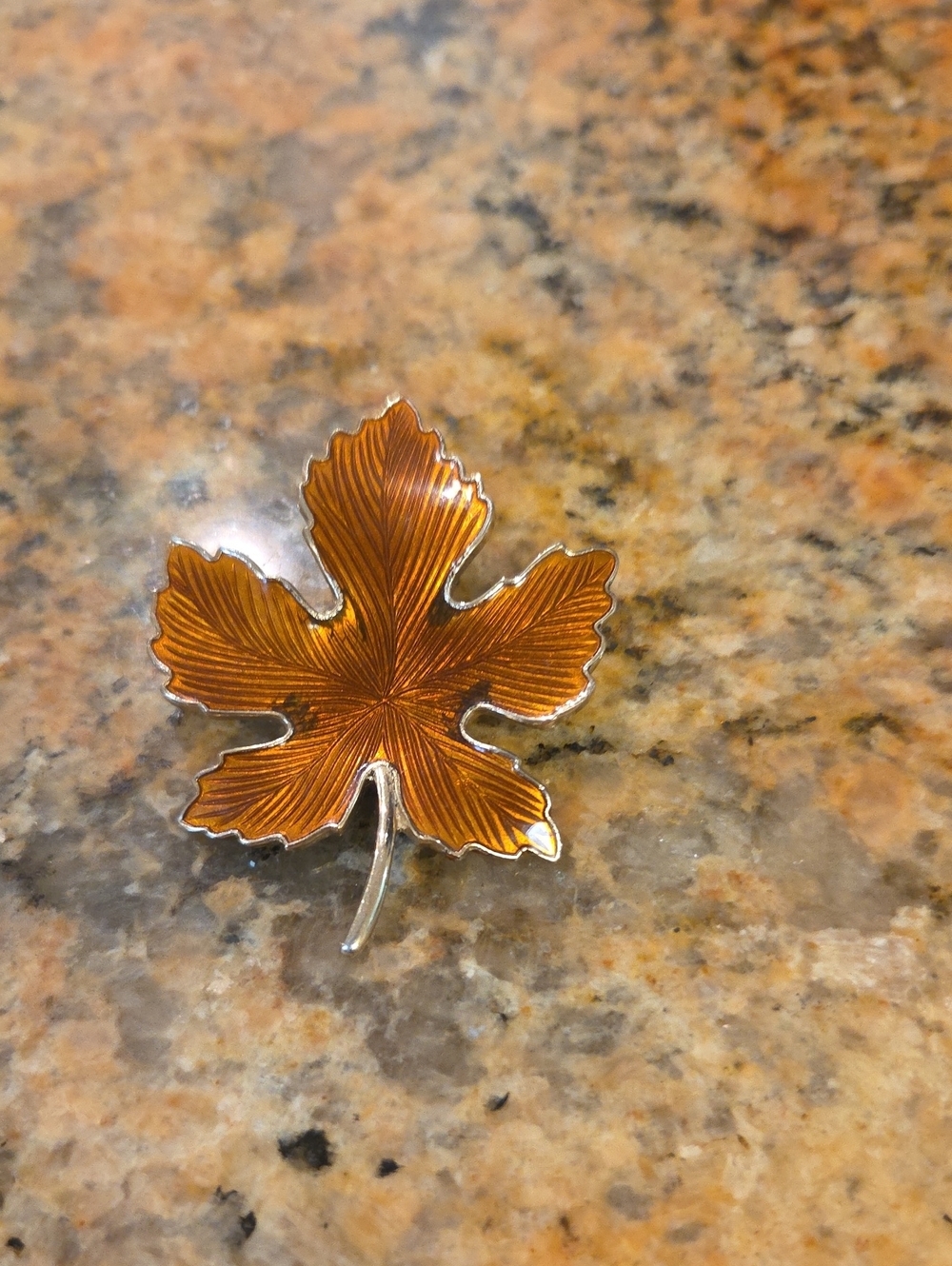 Enamel Maple Leaf Brooch in Warm Amber [1411]